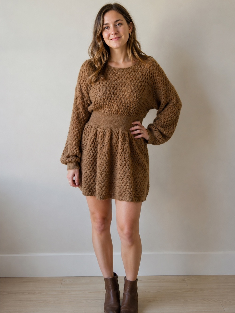 Cupshe Cozy Brown Knit Dress